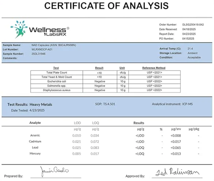 100% NAD Puro Alta Absorción, Salud Celular, Anti Edad y Energía