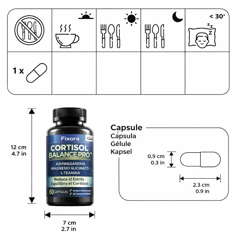 Cortisol Balance Pro™ | Antiestrés Avanzado con Ashwagandha, Magnesio Glicinato y L-Teanina