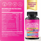 Suplemento para las hormonas-Myo-Inositol + D-Chiro Inositol + Berberina + Vitamina D3 + K2 – 90 Cápsulas