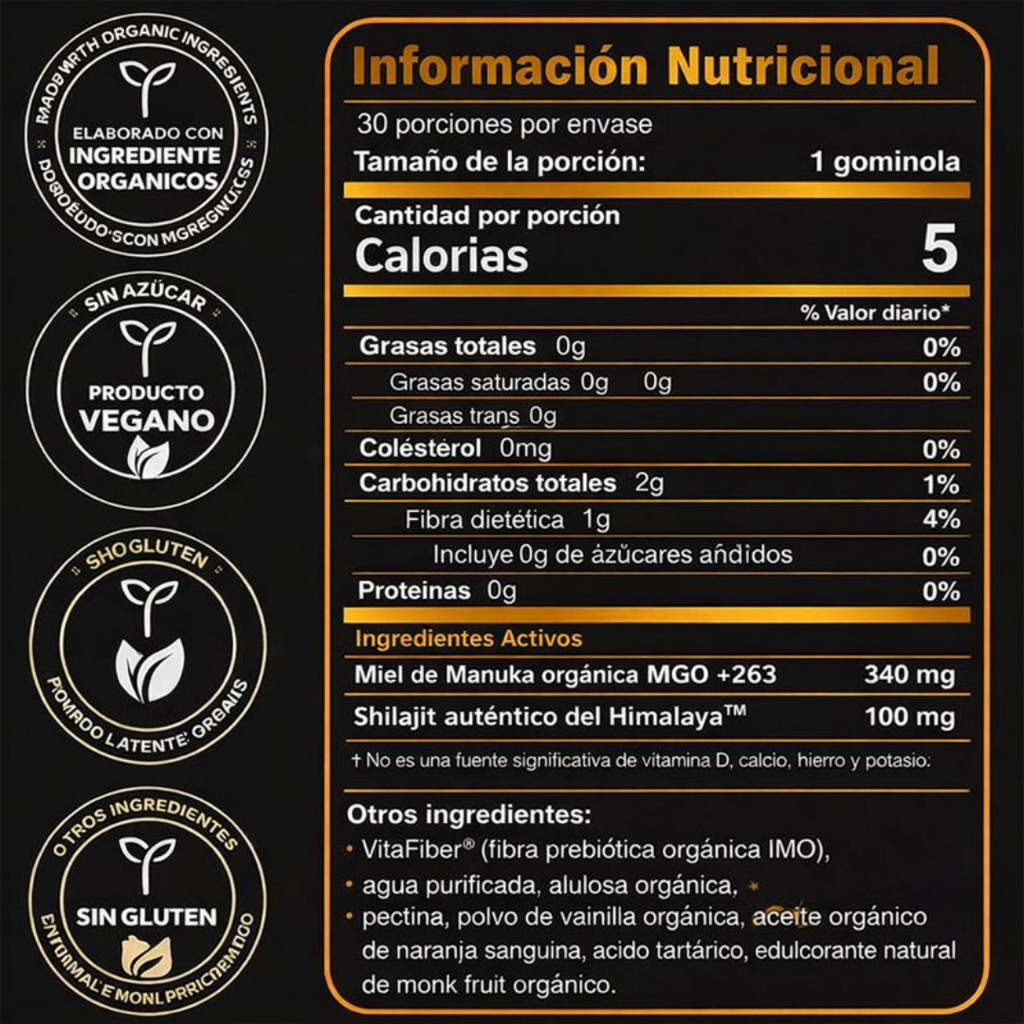 Shilajit Vital Gold™ Gummies | Impulso Natural de Energía y Resistencia