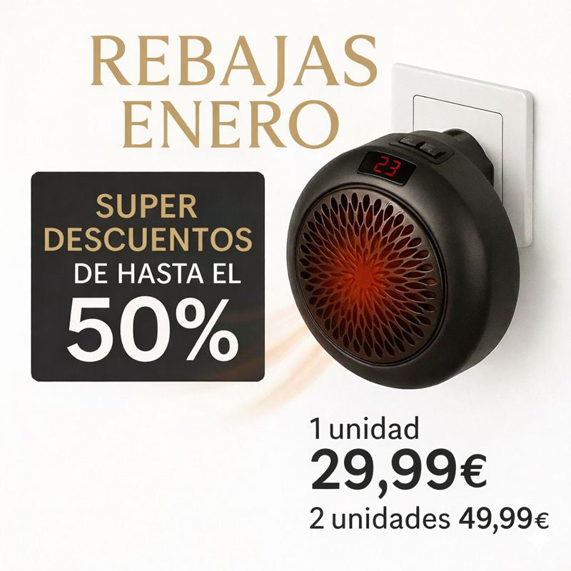 Calefactor Termocerámico Portátil 900W | Ahorra en calefacción sin pasar frío | Modelo NEGRO