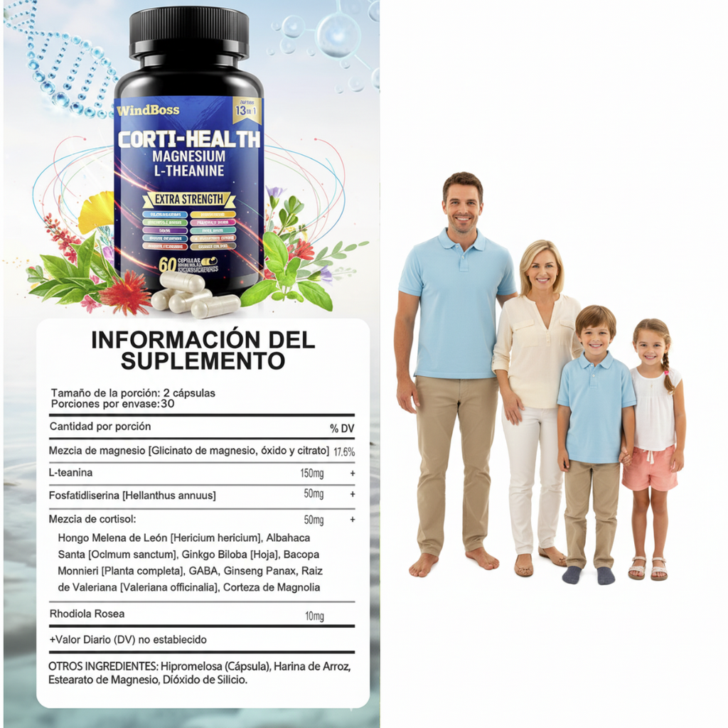 Cortisol Balance Pro™ | Antiestrés Avanzado con Ashwagandha, Magnesio Glicinato y L-Teanina